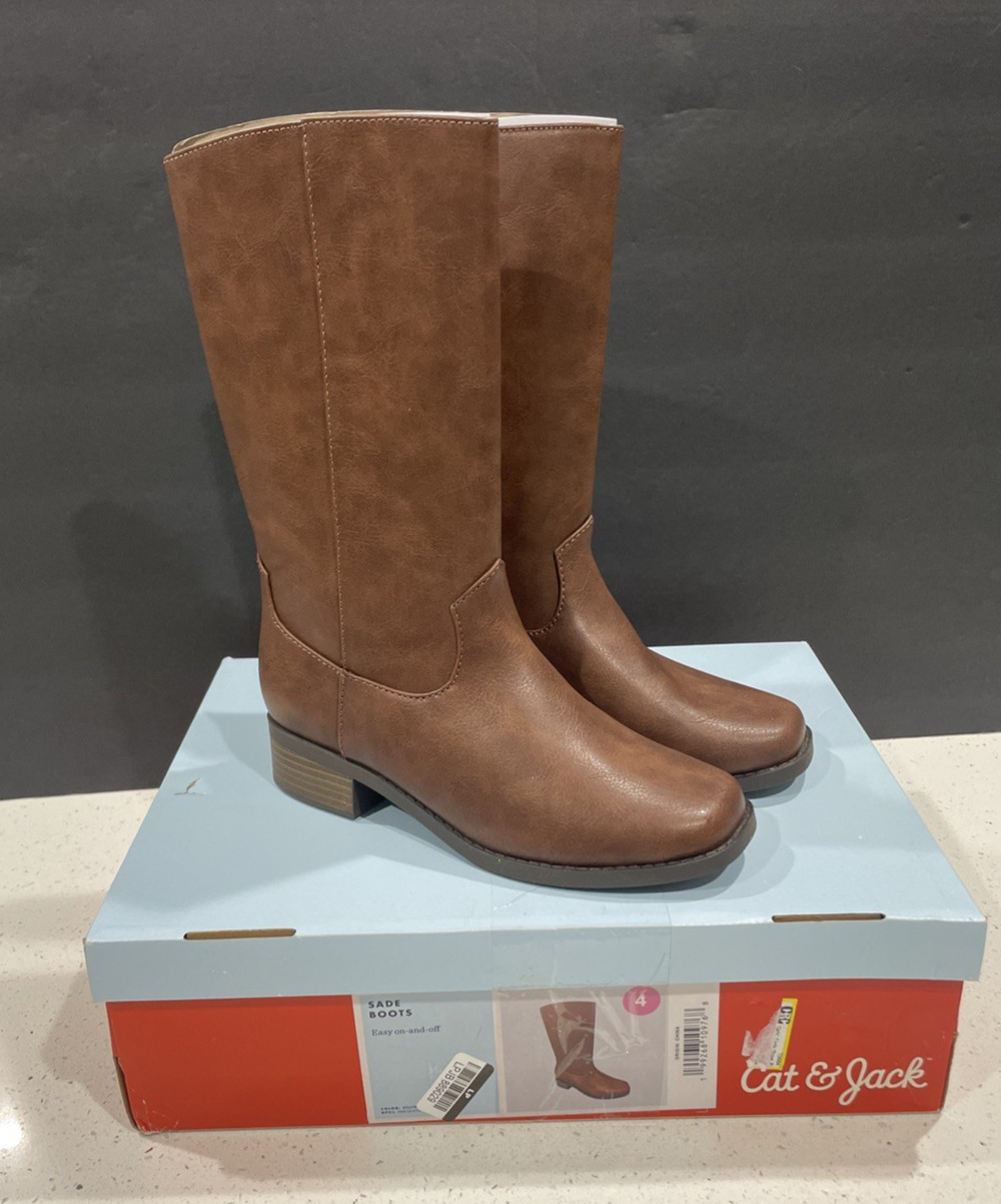 Girls' Sade Stove Pipe Calf Western Boots - Cat & Jack Brown 4
